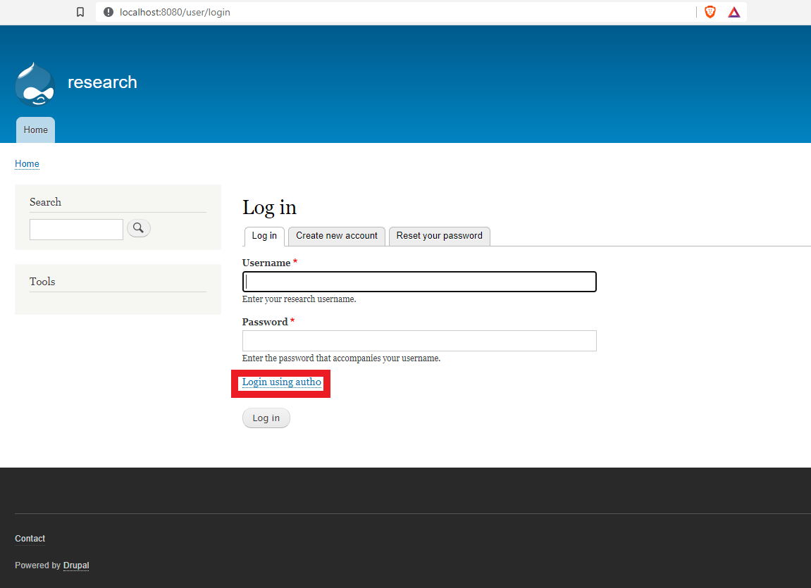 New option on the Drupal login page